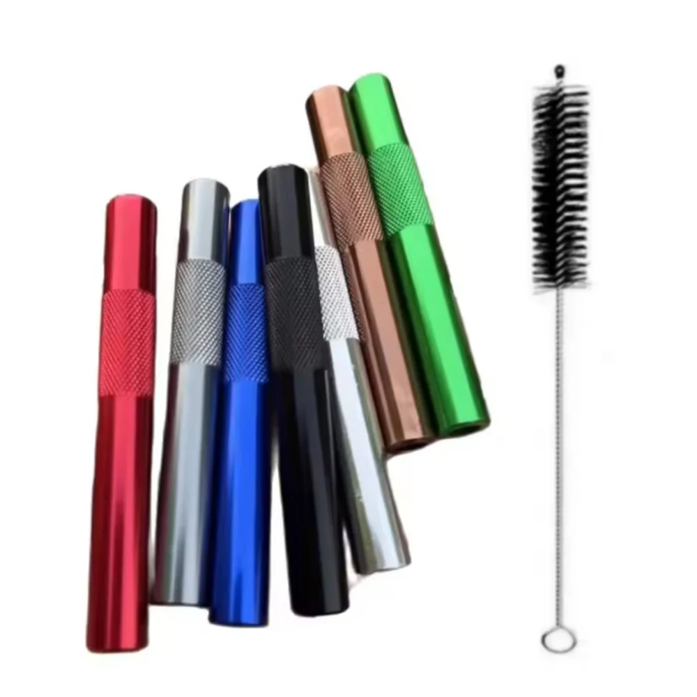 1pc High Quality Metal Straw Cool Gadget for Men Aluminium Alloy Straw Tube Portable Multi-purpose with 1pcs Bursh 6