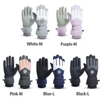 Winter Unisex Snowboard Ski Gloves PU Leather Non-slip Touch Screen Waterproof Motorcycle Cycling Fleece Warm Snow Gloves 3