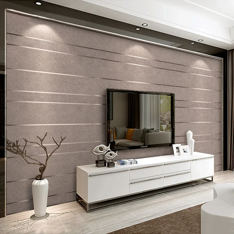 Non-woven Fabric 3D Striped Wallpaper for Walls Roll, Modern Living Room, Sofa, TV Background, Home Wall Paper, 0.53X10M, 1Pc