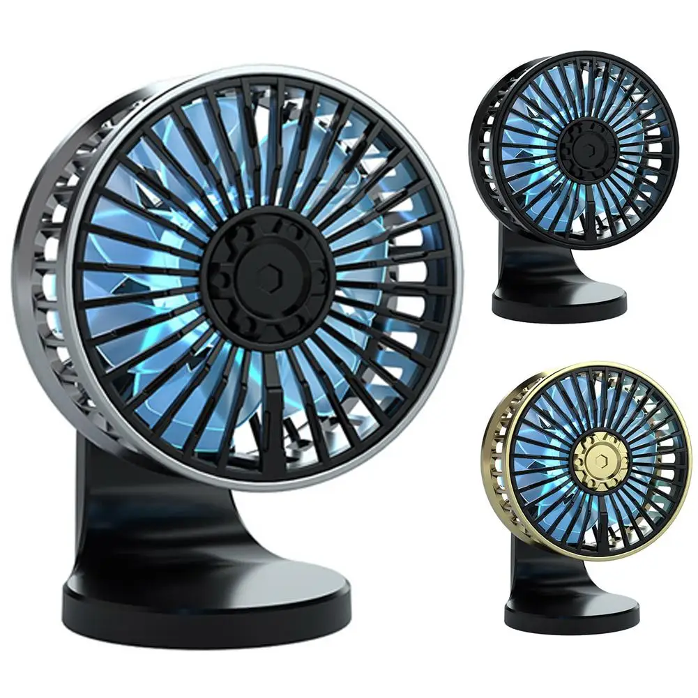 

F210 USB Car Fan Multi-angle Rotation Dual Engine Windshield Desk Mount Fan Auto Cooler For Home Office