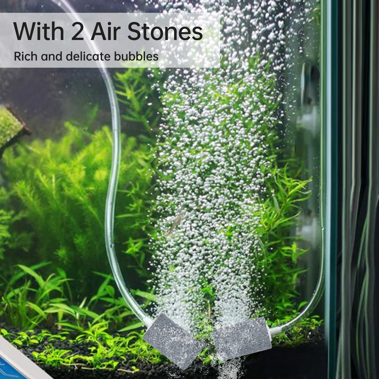 Solar Powered Oxygen Air Pump Kit for Aquarium Fish Tank Oxygenator Aerator with 3W 5V Solar Panel Pipe 2 Air Bubble Stones