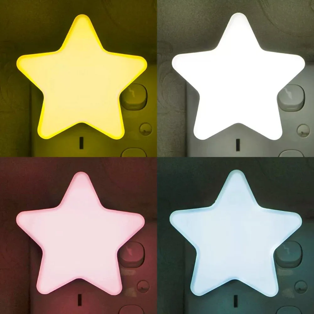 LED Stars Night Lights EU/US Plug Night Lamp Light Sensor Light Home Decor Bedroom Baby Room Living Room Corridor Lighting