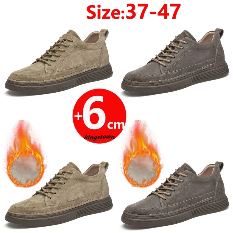 

Мужские кроссовки, кожаные стельки с увеличением роста, 6 см подъемники, мужская обувь с увеличением яркости 37-47