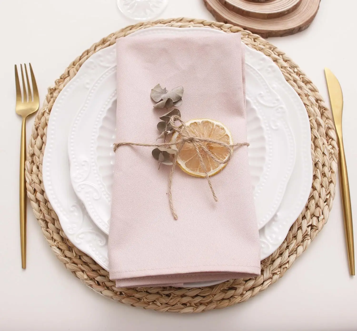 Description Picture 3 of item6pcs Wedding Napkins 43x43cm Square Dinner Table Twill Green Napkins Cloth Table Mat Tea Towl Home Christmas Party Decoration