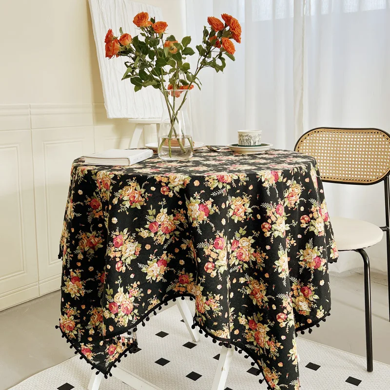 

American vintage cloth round table cloth in ancient style light luxury decoration square table cloth