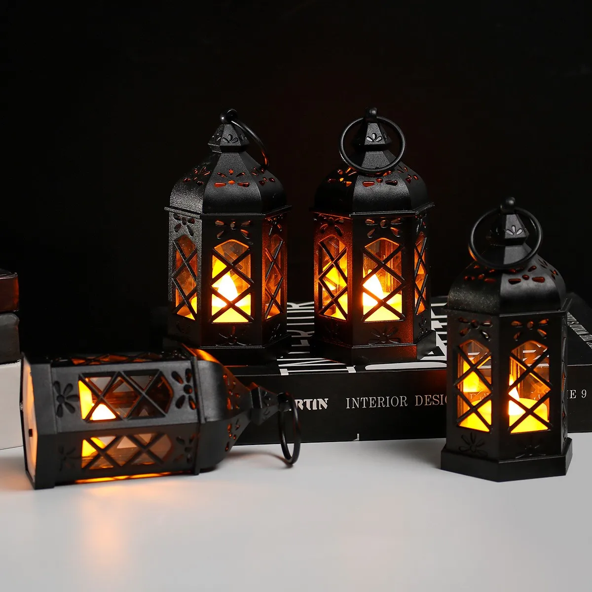 LED Electronic Candle Lantern – Portable Hexagonal Wind Light Night Lamp 2