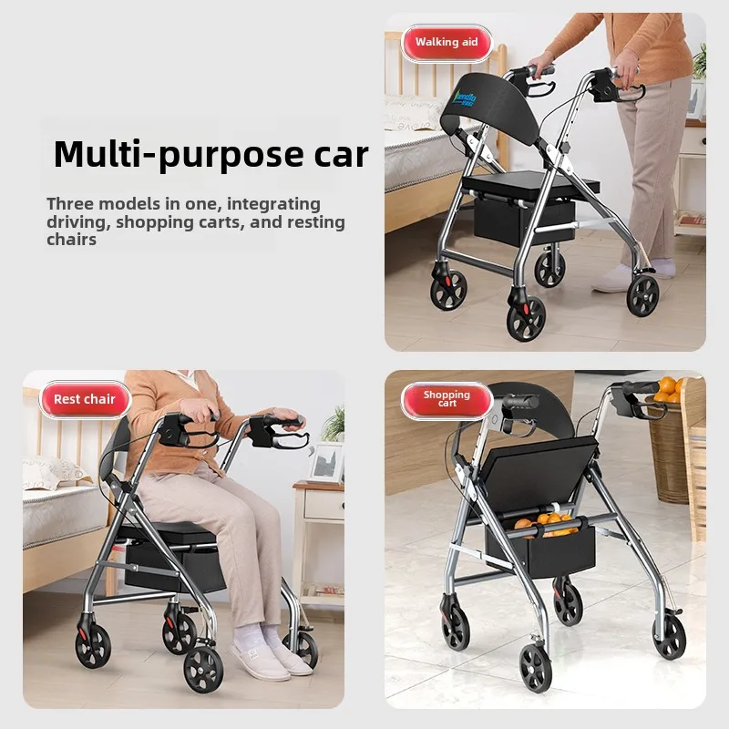Two-hand Brake Design Walkers for Elderly Walking Assistance Rehabilitation Walking Aids,Can Push or Sit Hand Push Mobility Aids