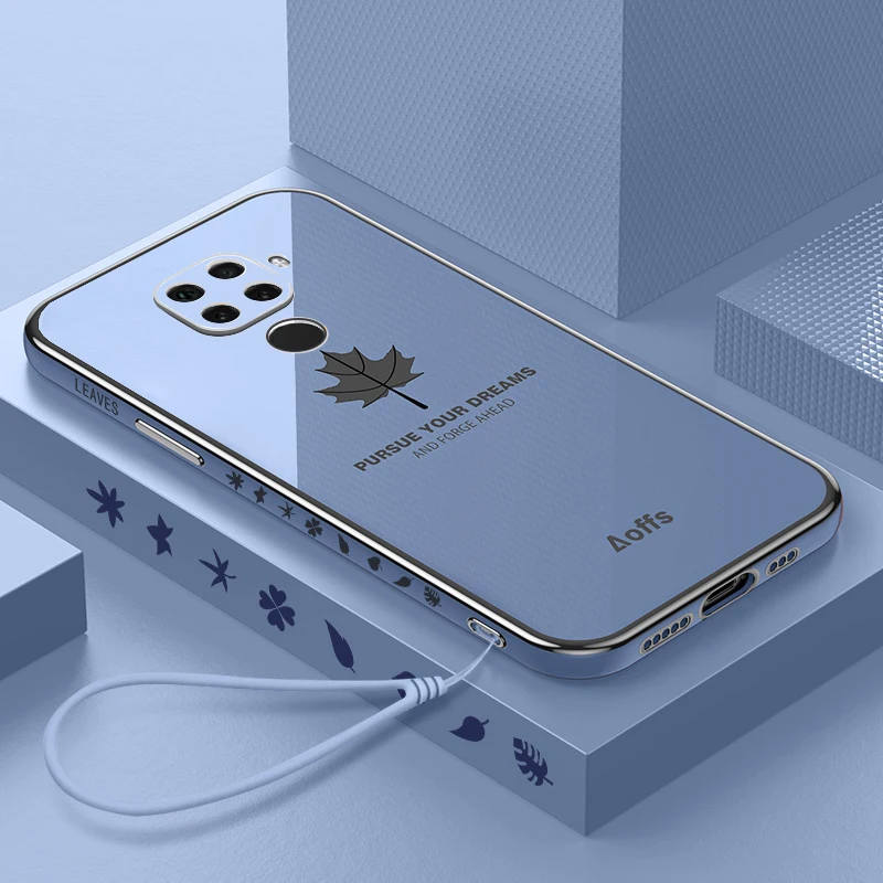 thumbnail image 1 of Note9 Luxury Maple Leaf Lanyard Plating Case On For Xiaomi Redmi Note 9 Pro Max 9s 9pro 8pro 8 8t 7 9a 9c Nfc Square Cover 10c, 1 of 5