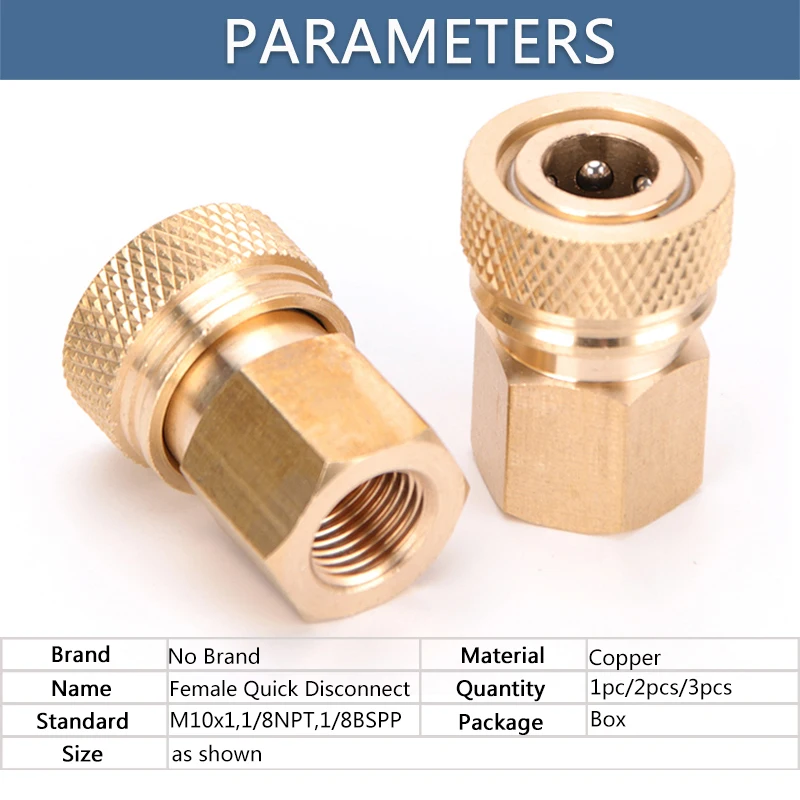 2pcs BSPP Thread Copper Quick Connect Couplings Fittings NPT Quick Disconnect Release Air Refilling Adapter M10 Coupler Sockets quick connect fittings