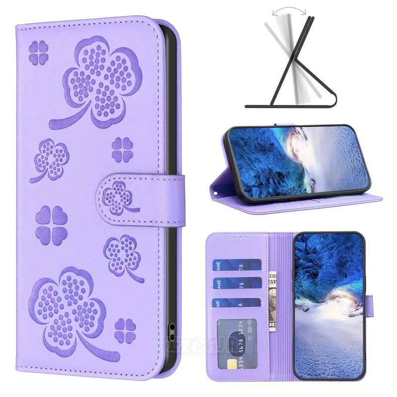 Чехол-книжка С Рисунком Клевера на удачу для iPhone 15 Pro Max 14 Plus 13 12 11 SE3 SE2 XR XS 6S 7 8, кожаный чехол с подставкой и отделениями для карт, 2024