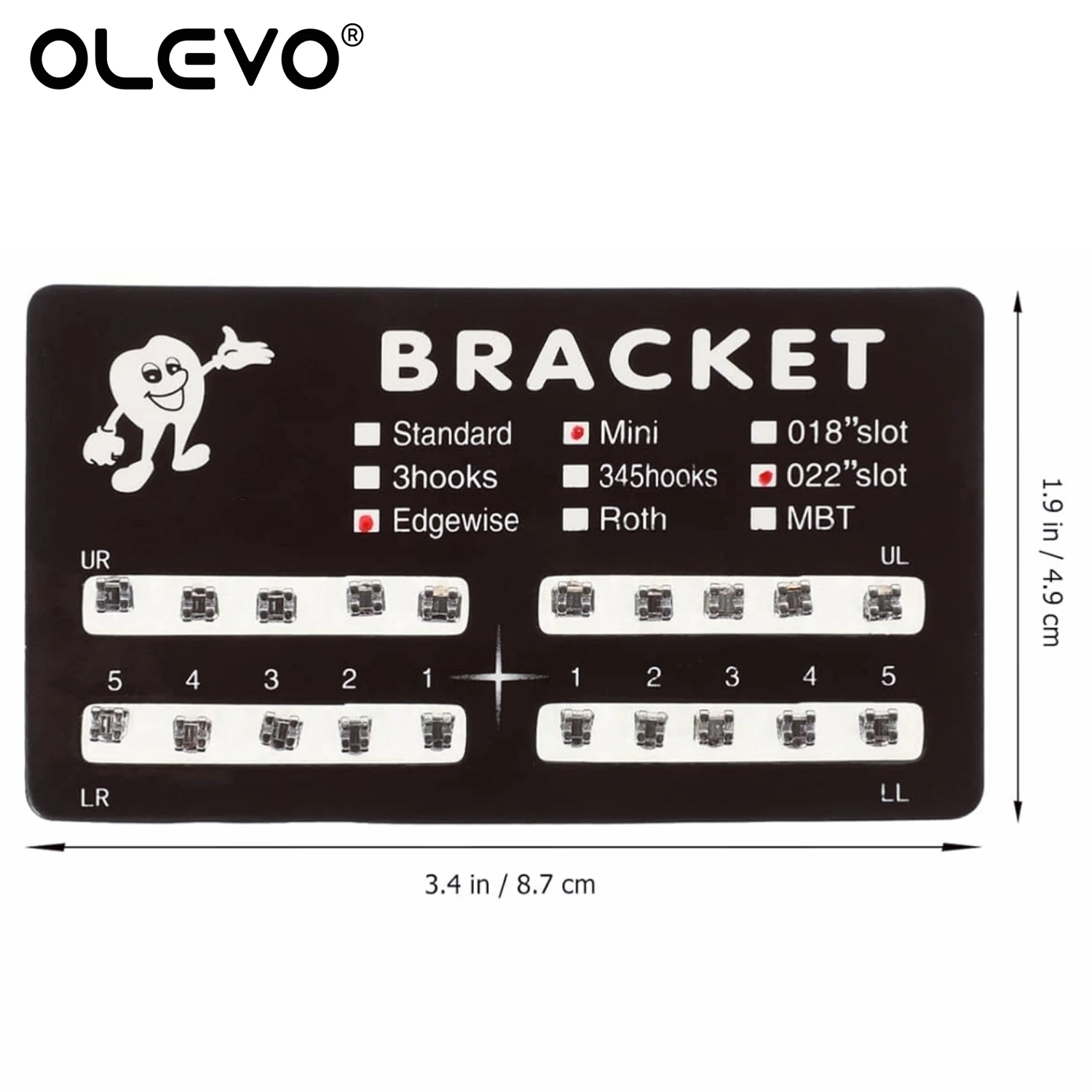 20Pcs Dental Orthodontic Braces for Teeth Metal Brackets Brace MIM Monoblock Roth MBT Slot 0.022 Hooks 3/3-4-5 Ortho Materials 6