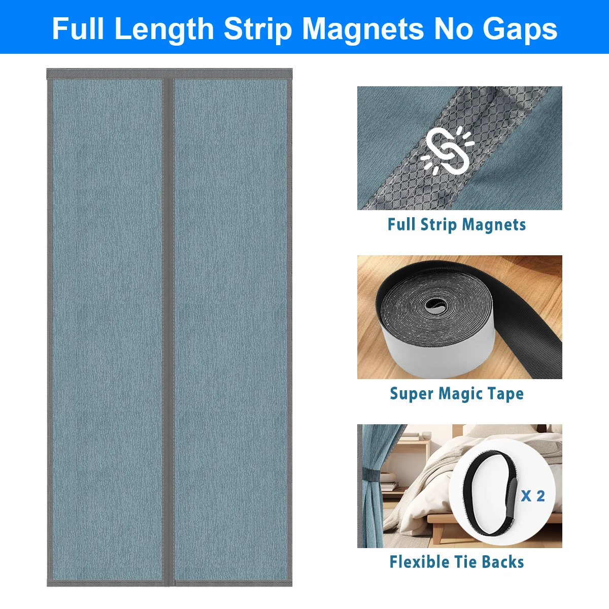 Magnetic Heat Insulating Auto Close Privacy Door Curtain Window Insulation Kit blackout curtains