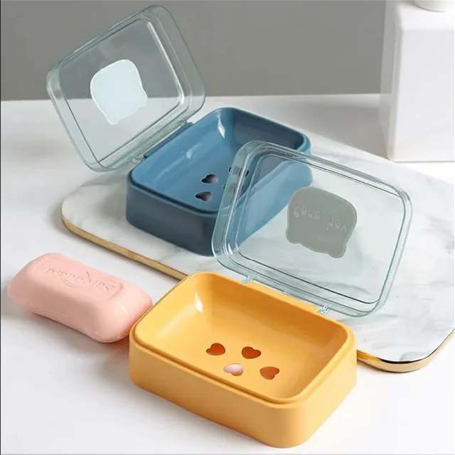 Flip Cover portasapone portasapone drenante in plastica scatola portaoggetti per sapone da bagno per la casa contenitore per portasapone trasparente portatile 2