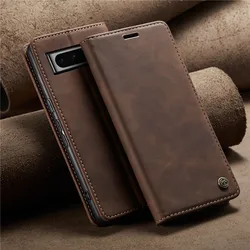 CaseMe Premium Retro Magnetic Flip Leather Wallet Phone Case for Pixel 8 Pro (Coffee)