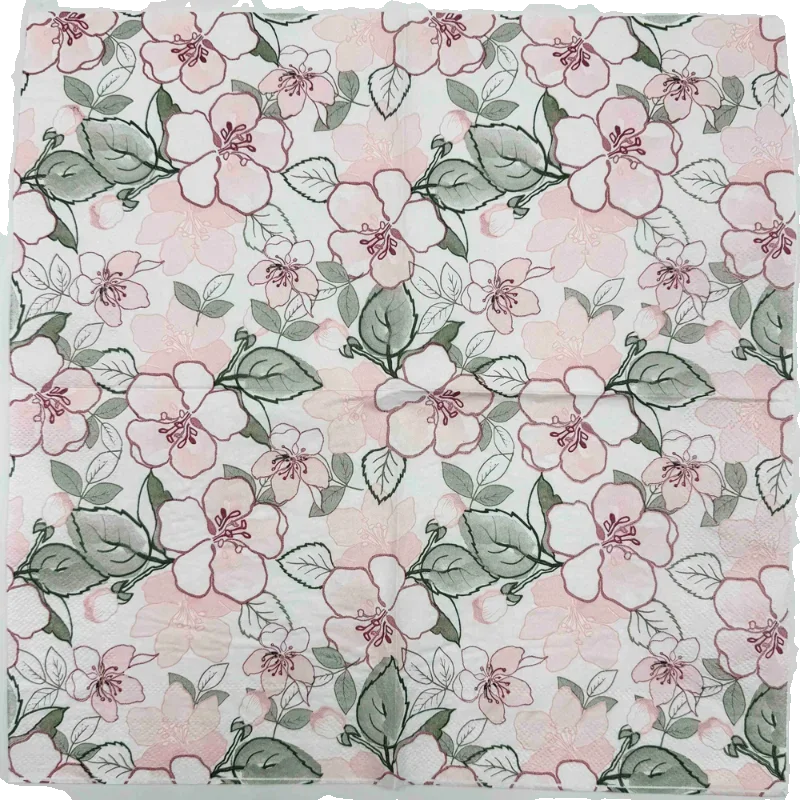10/20pcs/Pac 33*33cm 2-Ply Pink Flower Printed Napkin Wedding Party Disposable Wine Glass Origami DIY Butterfly Bone Bart Paper