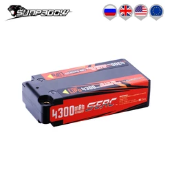 SUNPADOW 2S Shorty Lipo Battery 7.4V 4300mAh 70C Hard Case with 4mm Bullet for RC 1/10 Scale Vehicle Car Truck Tank Buggy Champ