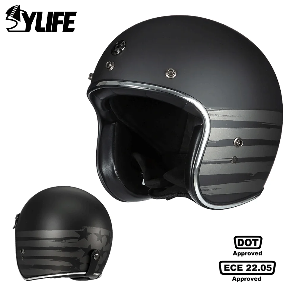 

ECE Certification Motorcycle Helmet DOT Retro Capacete De Moto Helmet Casco Moto 3/4 Open Face German Vintage Casque Men Women