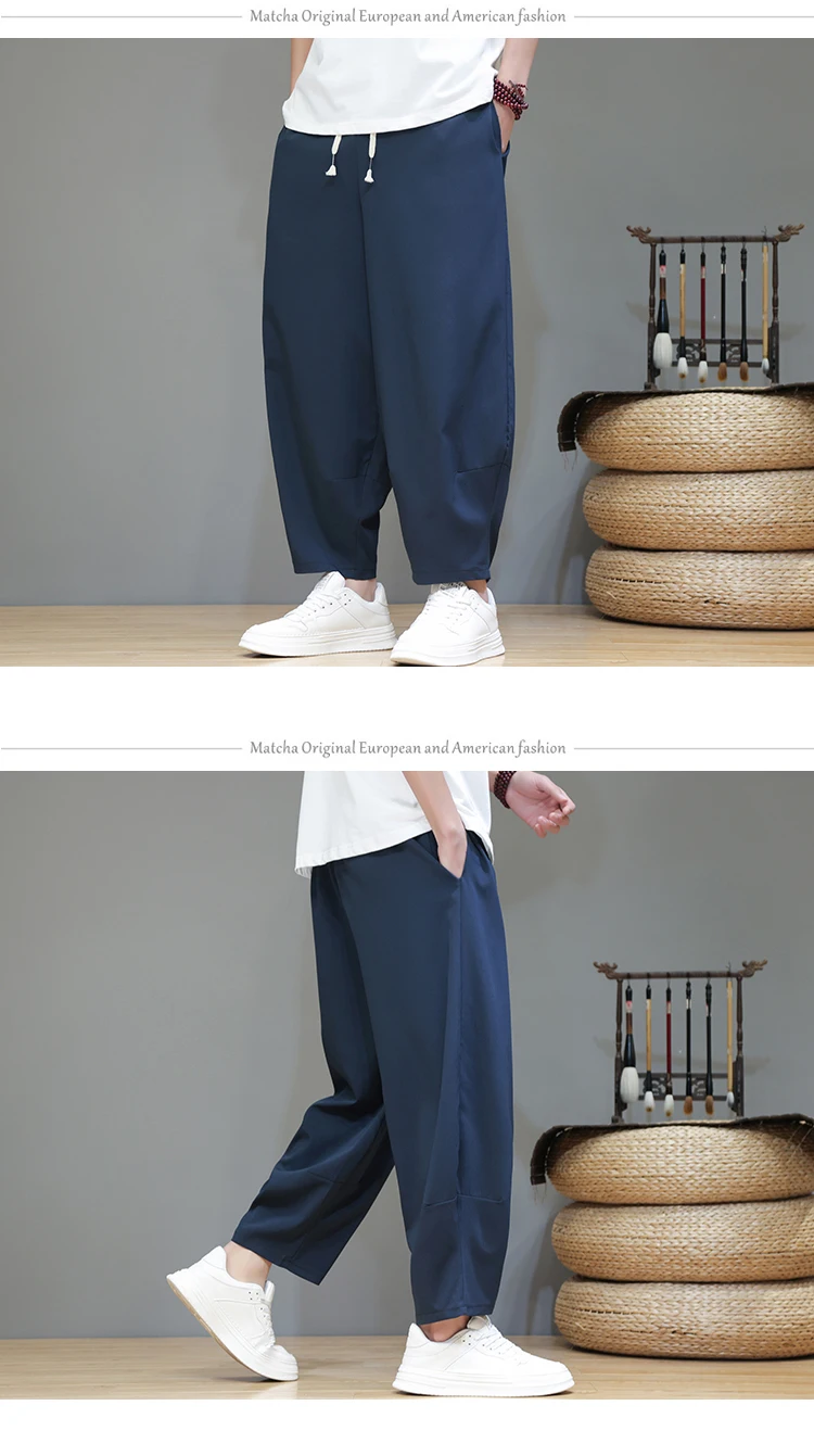 Description Picture 5 of itemMen Harem Jogger Pants Vintage Trousers Male Casual Lightweight Pants Spring Summer Men Wide-leg Pants Streetwear Large Size 5XL