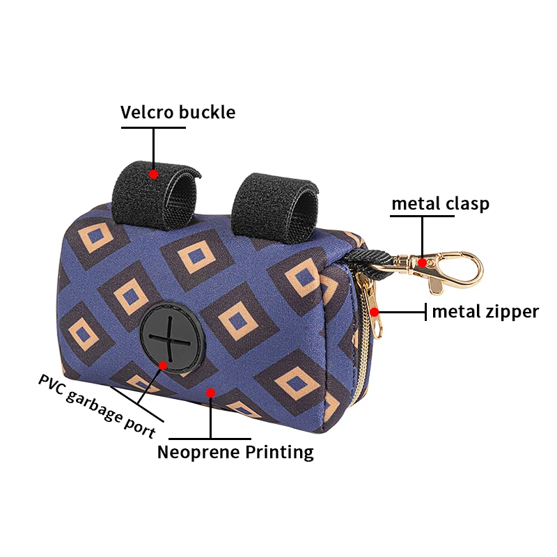 Dog Bag Holder Large Capacity Neoprene Waste Dispenser For Leash