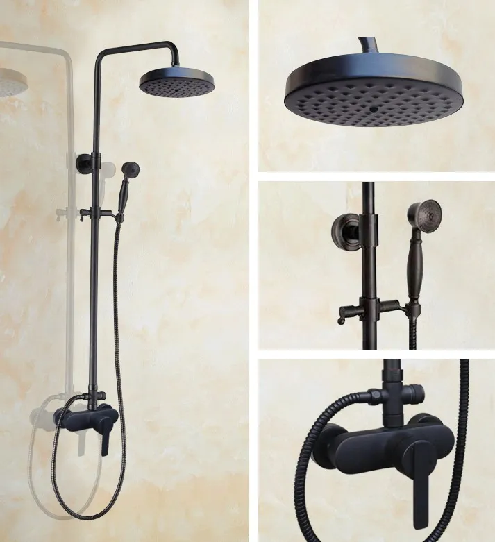 

Набор смесителей для ванной комнаты, латунный кран с черным масляным покрытием и настенным креплением, дождевой/ручной душ, для горячей и холодной воды, комплект Dhg152