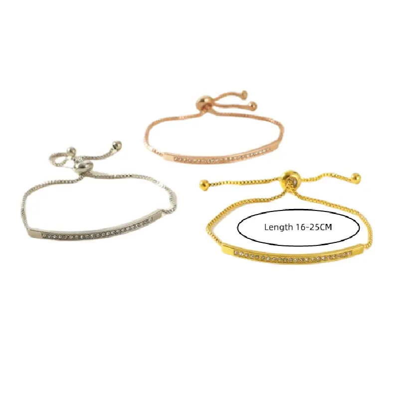 Beaded bracelet 3pcs Bracelets For women Simple models Gold-color Silver-plated Rose gold-color Adjustable Copper beads Jewelry