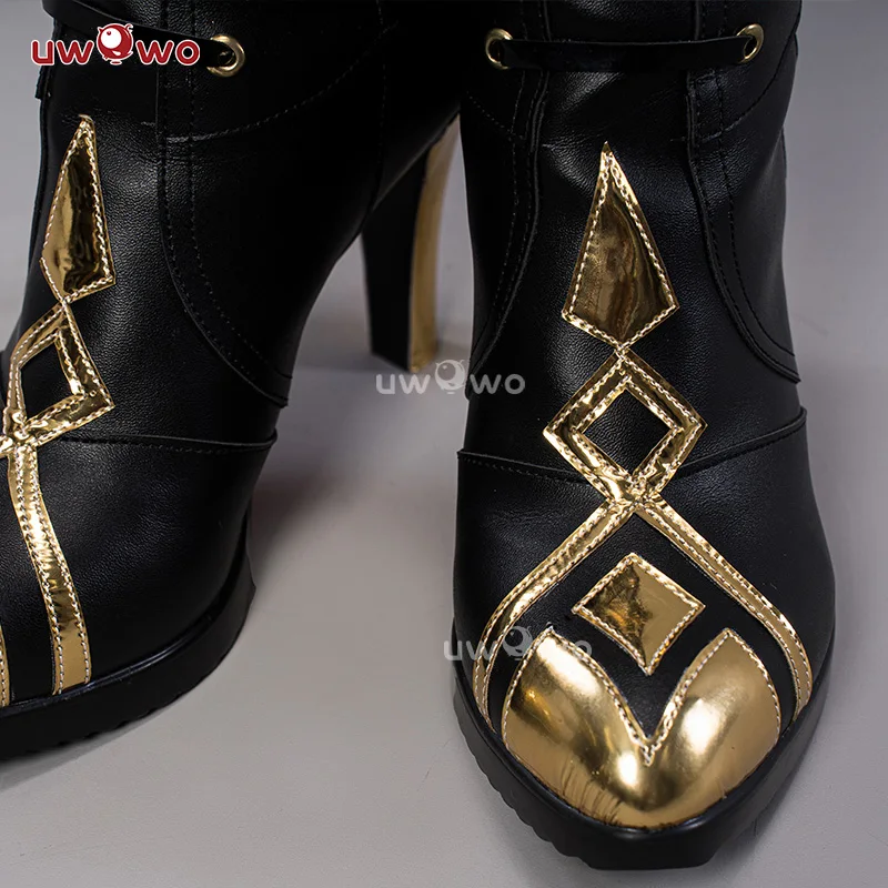 UWOWO Game Genshin Impact Cosplay Fatui Harbinger The Knave Arlecchino Costume Shoes Boots