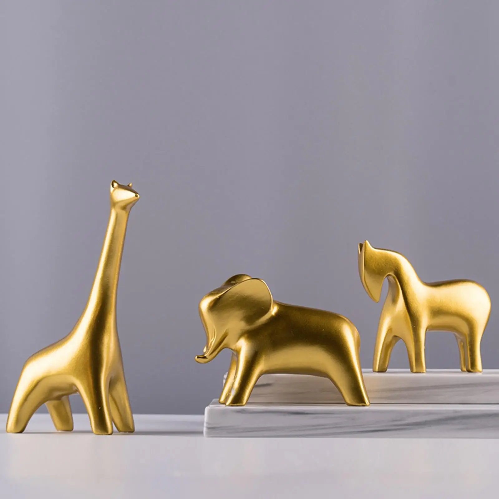 Resin Small Animal Statues Home Decor Modern Gold Figurines Sculpture