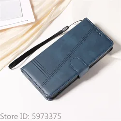 Retro Lines Leather Flip Wallet Case with Card Slot - Stylish and Functional Phone Cover - Galaxy A03 (Blue)