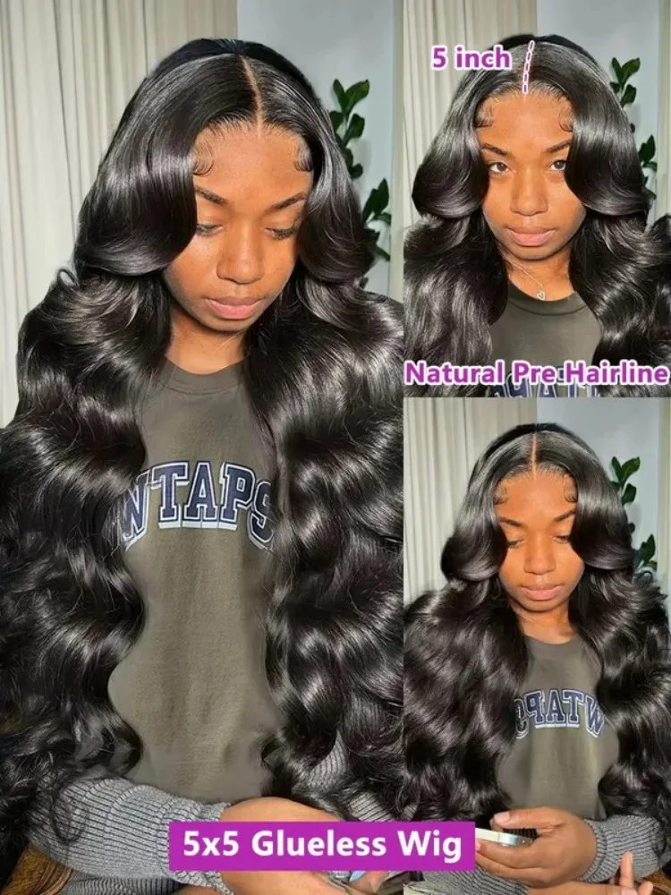 30 40 Inch Black Lace Front 13x6 HD Transparent Body Wave Lace Frontal Human Hair Wig Glueless 5x5 Water Wave Lace Closure Wigs