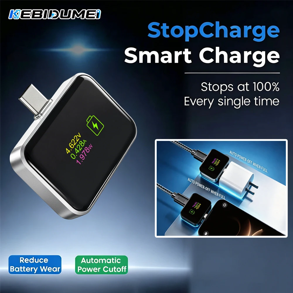 KEBIDUMEI 140W Smart Auto Stop Charging Adapter Type C Full Charge Disconnect Protector Overcharge Protection for Phone Laptop