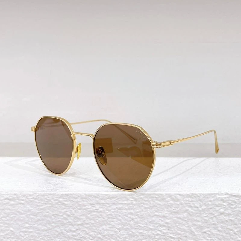 

Newest Brand Women Men Sunglasses High Quality Luxury UV400 Gold Alloy Frame Fashion Retro For Unisex Eyeglasses LANCIER DLX420A