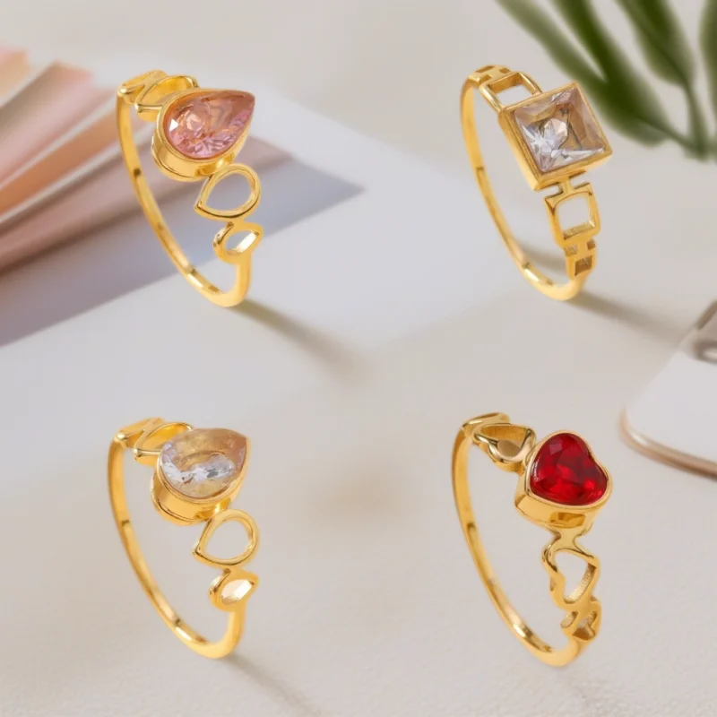 Stainless Steel Stone Ring for Women Simple Style Female Fashion Finger Jewelry Accessories womens ring,jewelry rings,ring jewelry