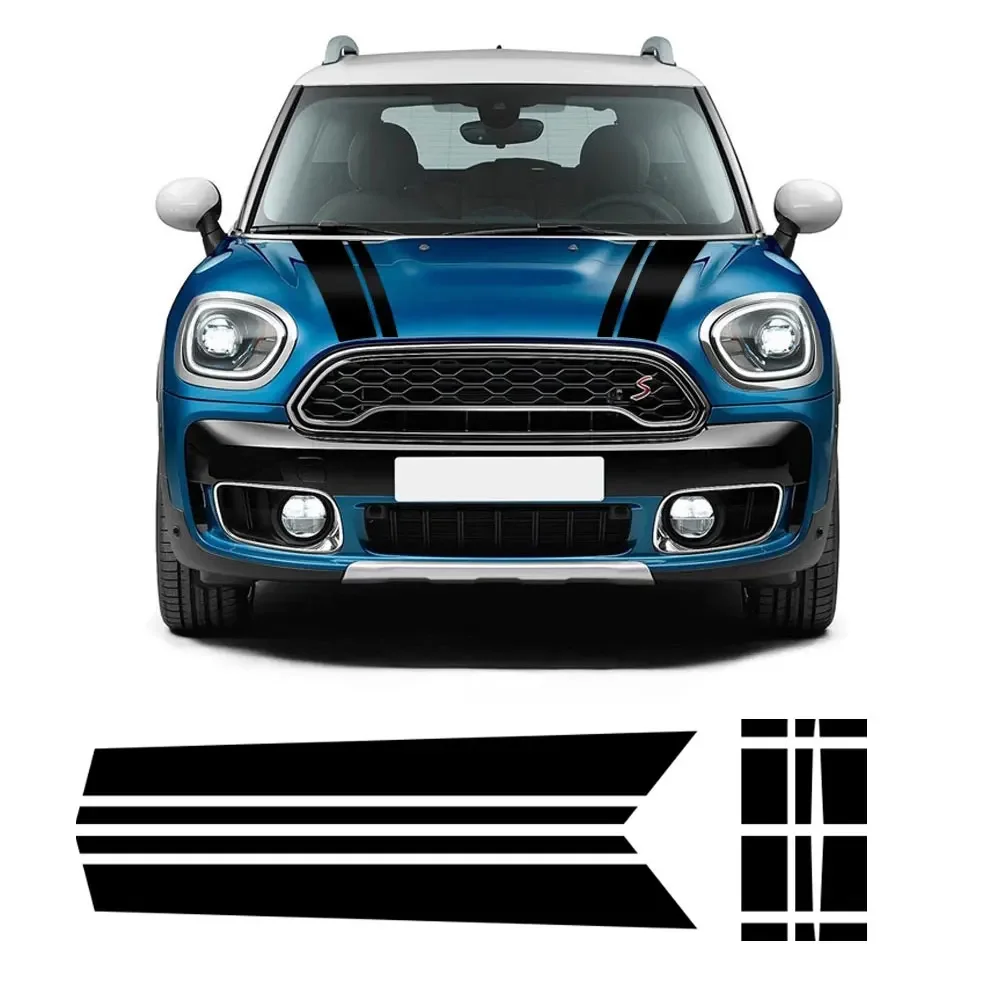 

Car Styling Hood Bonnet Cover Decal Side Skirt Racing Stripes Rear Trunk Stickers for Mini Cooper Countryman f60 (without all4)