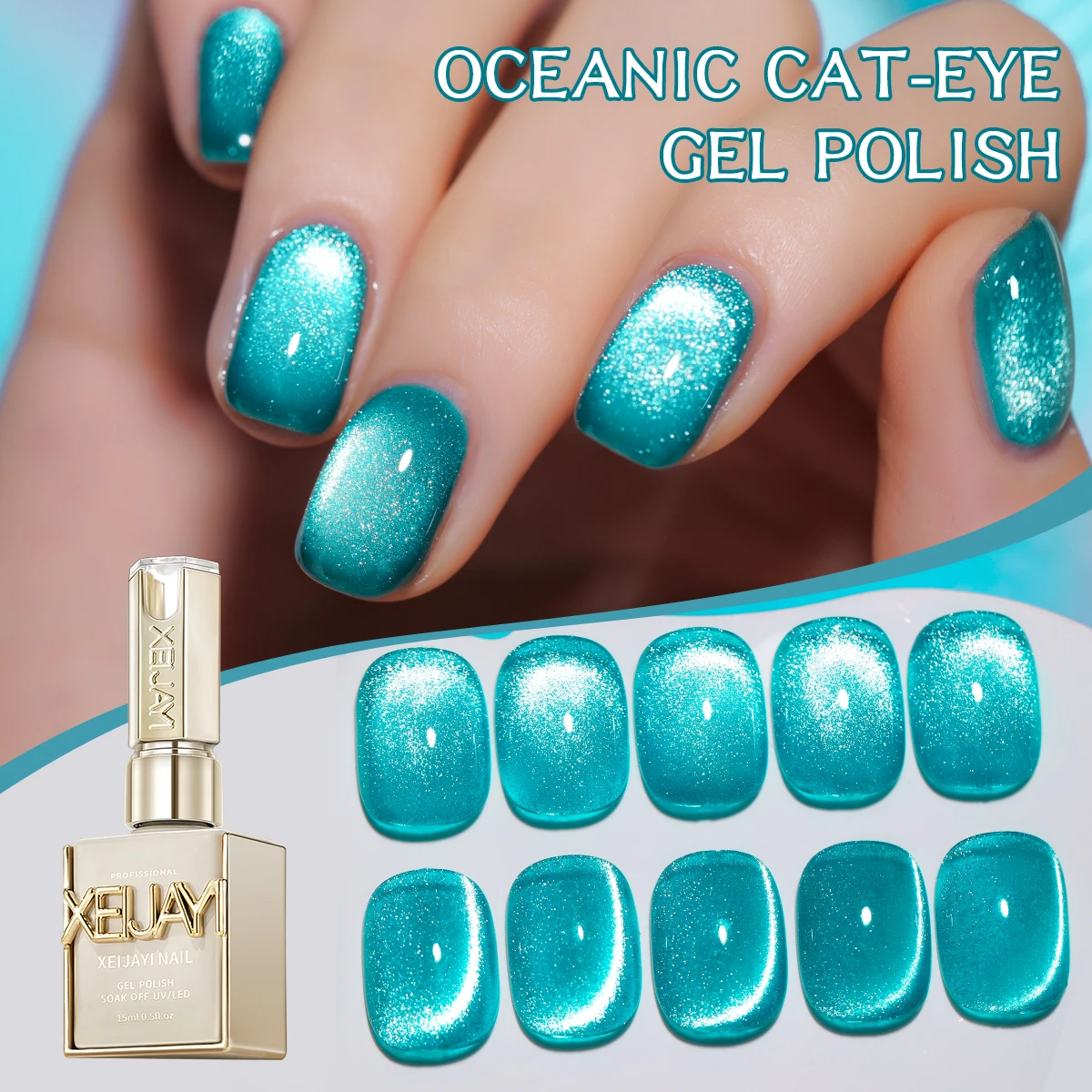 15ML Rainbow Cat Eye Nail Polish Gel Phototherapeutic Gel Soak Off Nail Magnetic Polish Art DlY For Salon At Home