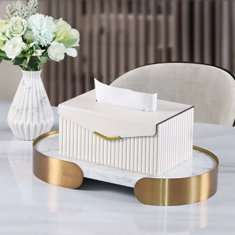 High-Quality Luxury Leather Tissue Box Lid-Flap Magnetic Tissue Holder Artistic Square Paper Storage Rack Napkin Case Home Decor 2