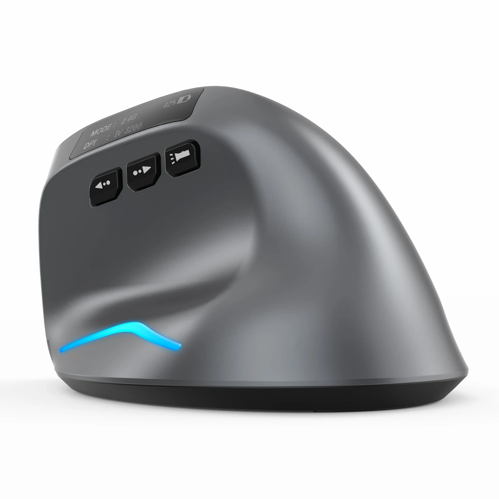 ZELOTES F-26C 마우스 충전식 디스플레이 듀얼 모드 무선 마우스, 무음 2.4GHz BT 그레이 마우스 