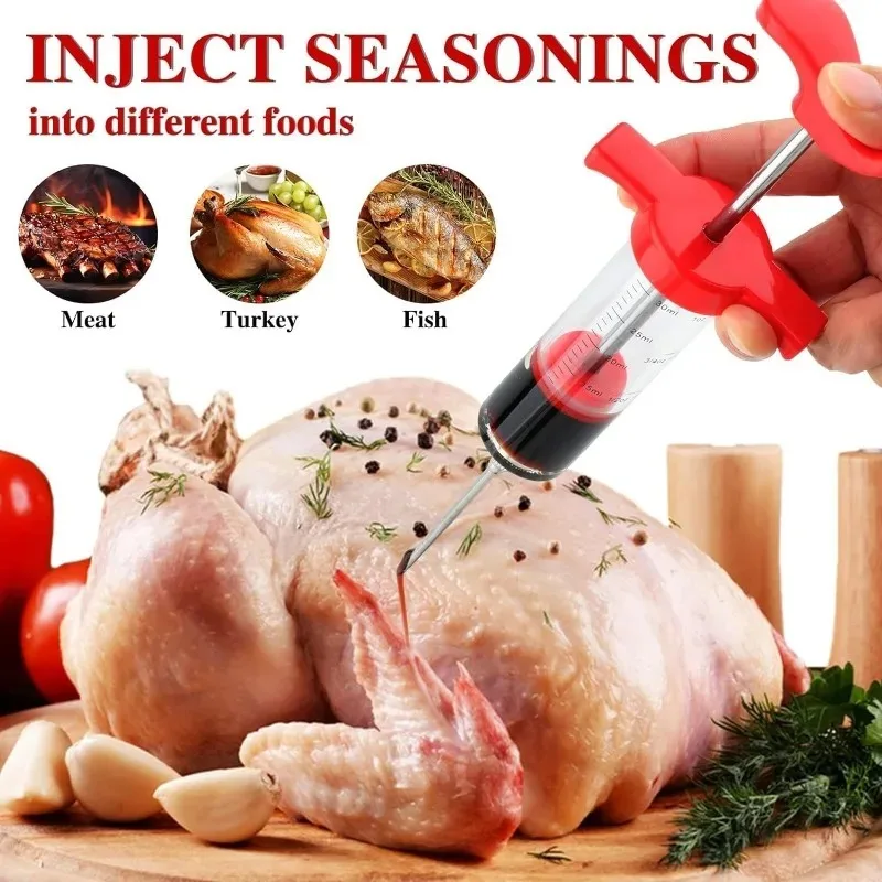 Barbecue Turkey Seasoning Syringe, Meat Marinade Syringe, Kitchen Cooking Tools and Accessories