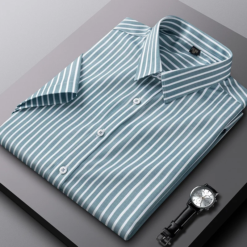 Summer High Quality New Arrival Fashion Male Young Formal Casual Men's Shirt Short Sleeve High Elasticity Social Blouse