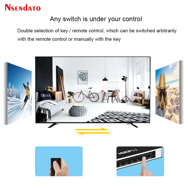 HDMI Switcher 4K 4x1 HDMI Audio Extractor 4 in 1 out 4K 60Hz 3D ARC SPDIF RCA L/R HDMI Switch With Romote For PS4 Apple TV