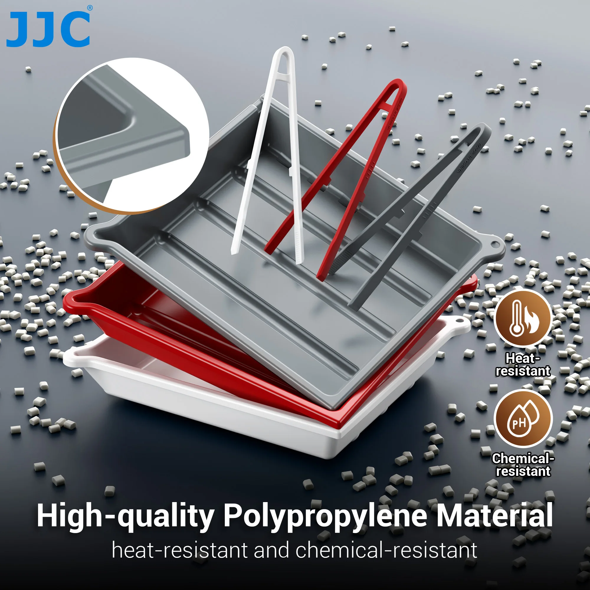 JJC 암실 필름 현상 트레이 세트 (인화 현상 집게 포함) 대형 사진 처리 트레이 암실 액세서리