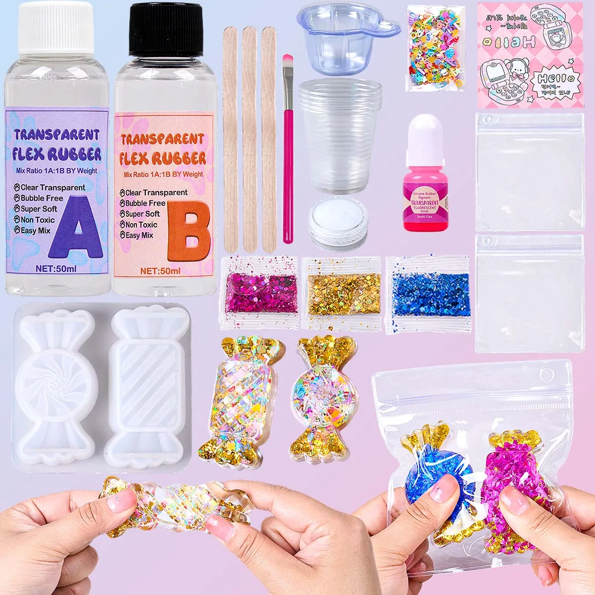 Candy Taba DIY Squishy Creation Kit - Ultra Soft, Shiny Silicone Rubber