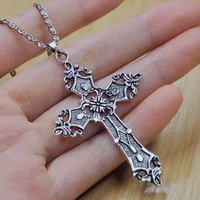 1pcs Vintage Punk Cross Jesus Fish Christian God Pendant Necklace 45cm Stainless Steel Chain Fashion Jewelry Wholesale Sales - Image 2