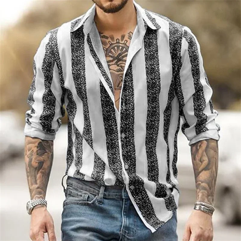 Men's Shirt Plaid Stripe Geometric Stand Collar Outdoor Street Print Long Sleeve Clothing Fashion Streetwear Designer Casual