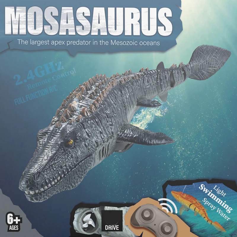 2.4G Remote Control Dinosaur For Kids Mosasaurus Diving Toys Rc Boat With Light Spray Water For Swimming Pool Bathroom Bath Toys 5