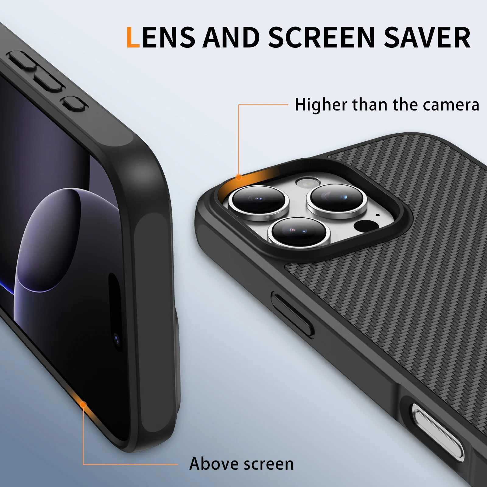 Carbon Fiber Texture Matte Bumper Case - Slim Military Protection Hard Back Cover