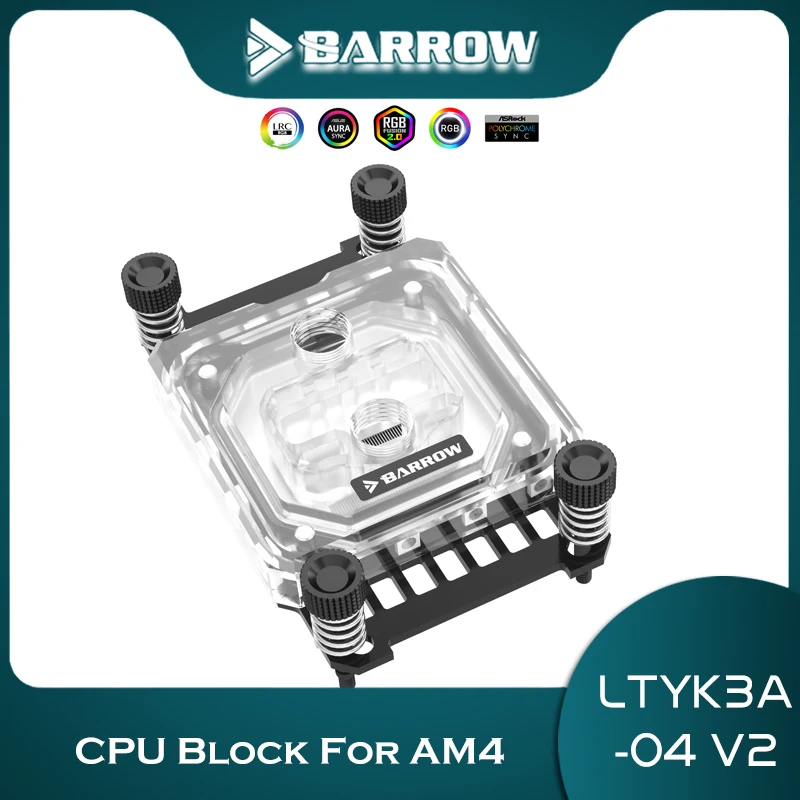 

Barrow CPU Block AM5 For Ryzen AMD AM4 AM3 Acrylic Copper 0.4mm Microwaterway Water Cooling Black/White 5V ARGB LTYK3A-04-V2