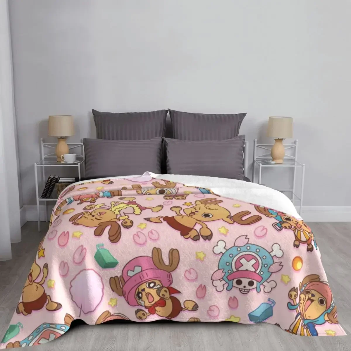One-Piece Tony Tony Chopper Blanket Coral Fleece Plush Summer Pirate Anime Multifunction Super Warm Throw Blankets for Home 2