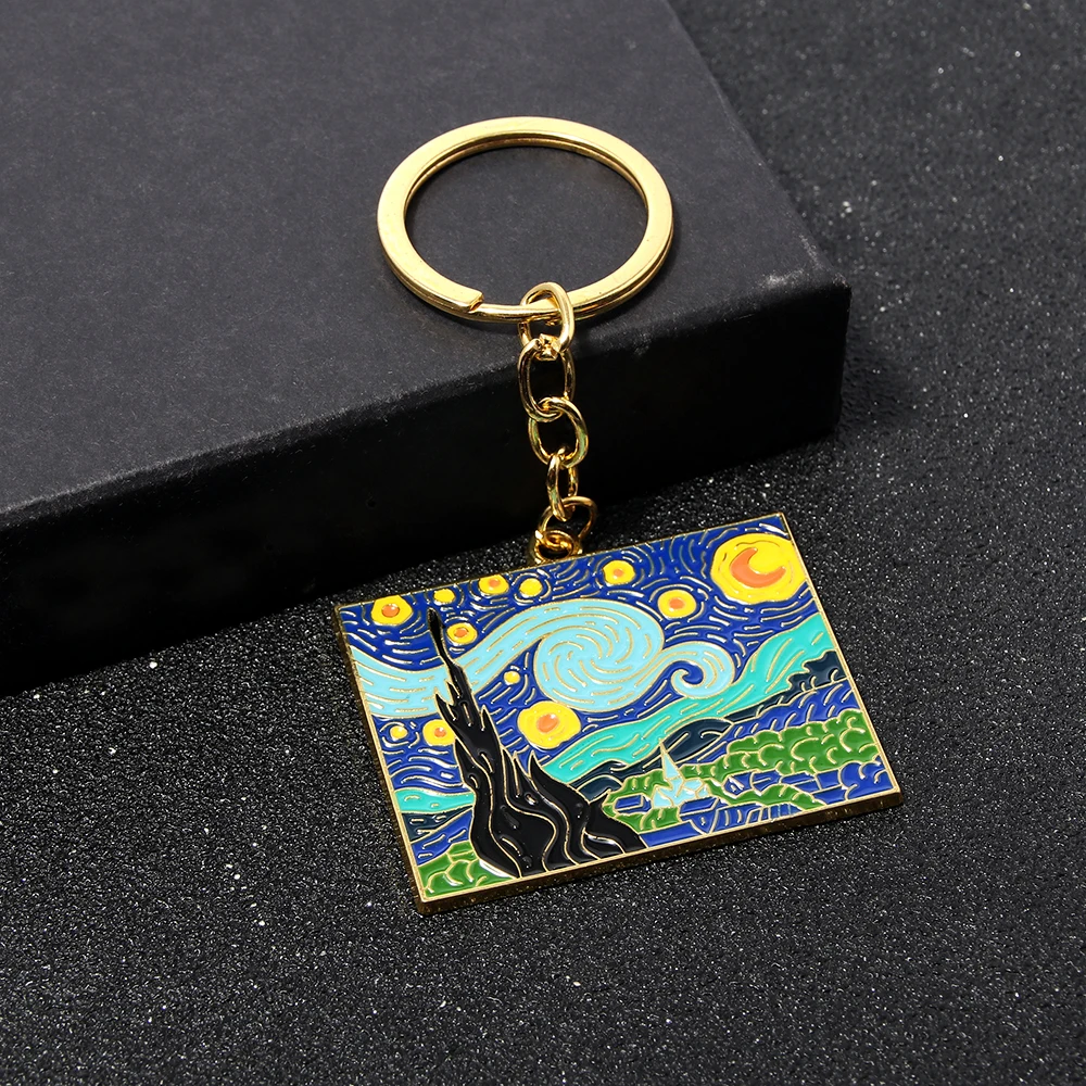 GLUDEAR Lippenstift-Hülle Mit Van Gogh 'Sternennacht' Motiv – Schlüsselanhänger Aus Neopren, Für Lippenbalsam & Stifte