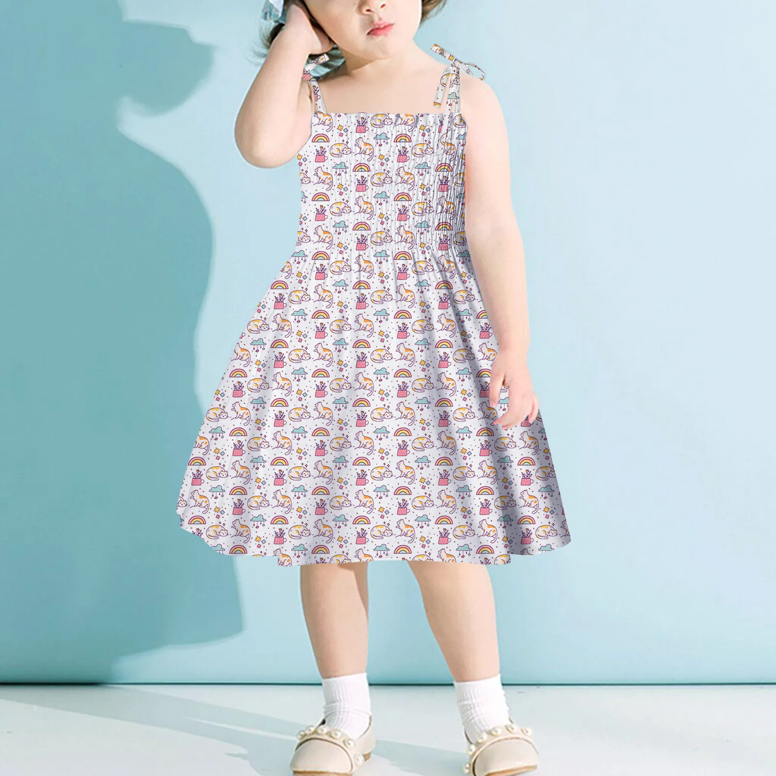 Kitty Printed Mid-Season Frock For Baby Girl IN Terry Stuff main image 0
