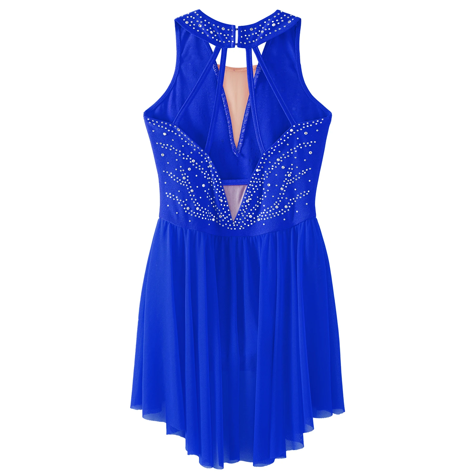 Kinder Mädchen ärmellose Strass Eiskunstlauf Trikot Kleid moderne lyrische Tanz Ballett rhythmische Gymnastik Tanz kleidung – Detail 17